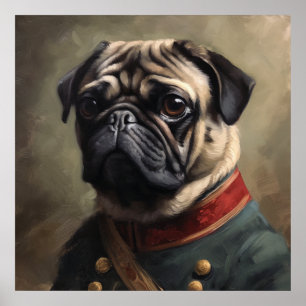 Poster Cartaz Militar Histórico Personalizado Pug Regal