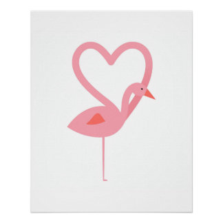 Pôster Cartaz Minimalista Coração de Flamingo