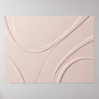 Poster Cartaz Minimalista de Curvas Repuxadas Rosa Bege