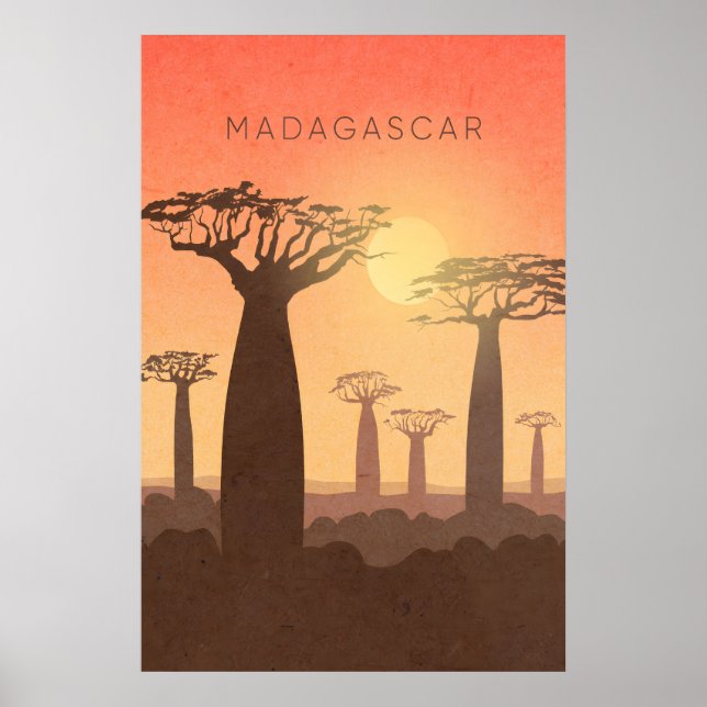 Poster Cartaz Mínimo de Viagens de Madagáscar (Frente)