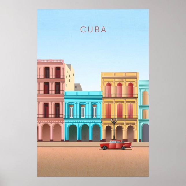 Poster Cartaz Mínimo de Viagens para Cuba (Frente)