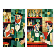 Cartaz Modernista Cubista de Pub Irlandês