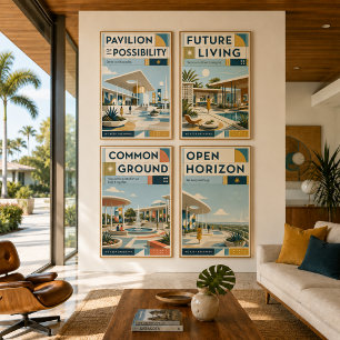 Poster Cartaz Moderno de Meados do Século Common Ground