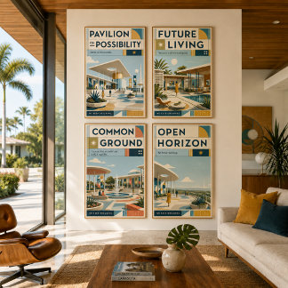 Poster Cartaz Moderno de Meados do Século Common Ground