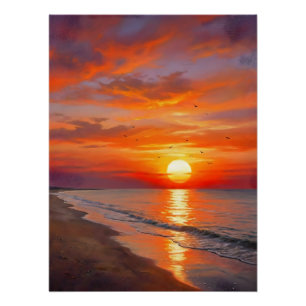 Pôster Cartaz Moderno Natureza Pôr do Sol Arte de Parede 