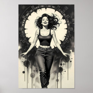 Poster Cartaz Monocromático de Glamour na Rua Radiante
