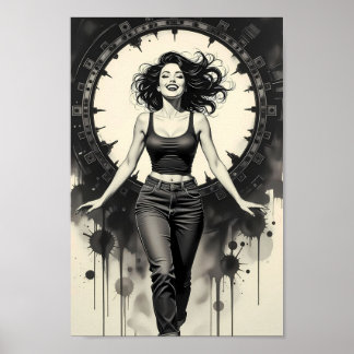 Poster Cartaz Monocromático de Glamour na Rua Radiante