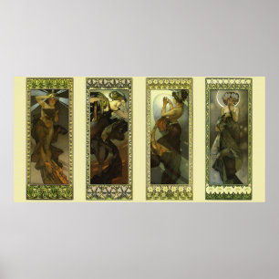 Poster Cartaz Moon and Stars de Alphonse Mucha