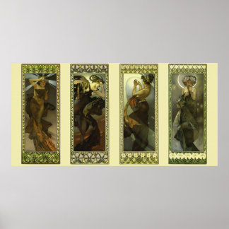 Poster Cartaz Moon and Stars de Alphonse Mucha