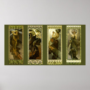 Poster Cartaz Moon and Stars de Alphonse Mucha