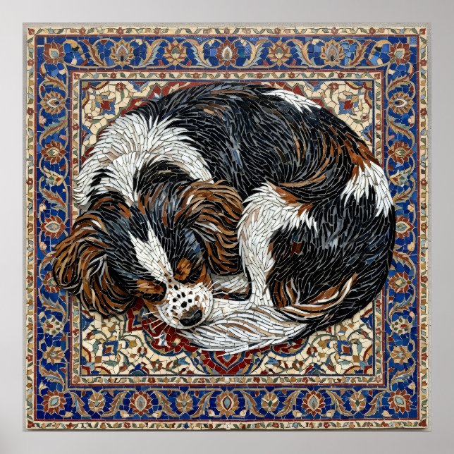Poster Cartaz Mosaico do Cavalier King Charles Spaniel |  (Frente)