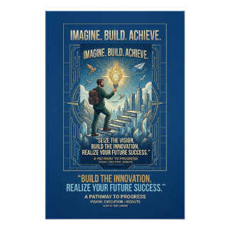 Pôster Cartaz Motivacional Imagine Construa Alcance