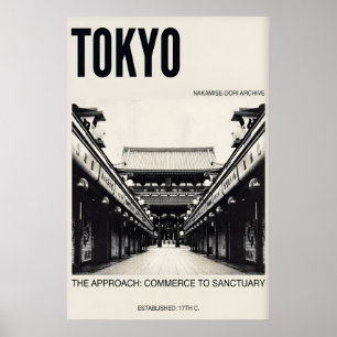 Poster Cartaz Nakamise Dori Tóquio Viagem Arte (Preto