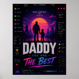 Poster Cartaz Neon Pixel Gamer Pai