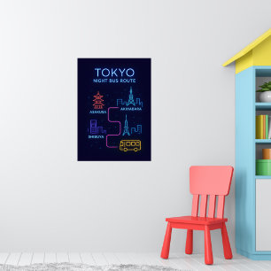 Poster Cartaz Noturno Neon de Tóquio Arte de Parede de