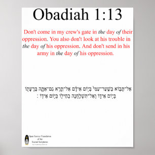 Poster Cartaz Obadias 1:13 Tradução de Código Aberto