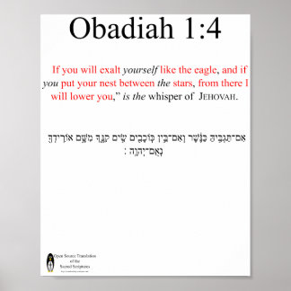 Poster Cartaz Obadias 1:4 Tradução de Código Aberto