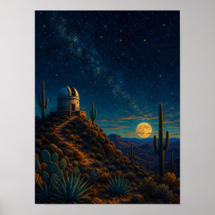 Poster Cartaz Observatório do Deserto sob as Estrelas 12x