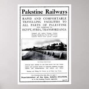 Poster Cartaz Palestine Railways Estação Haifa Viagens