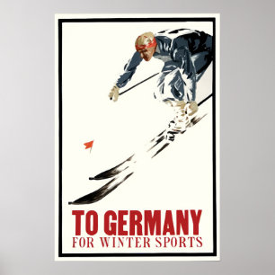 Poster Cartaz Para a Alemanha Esportes de Inverno Salto d