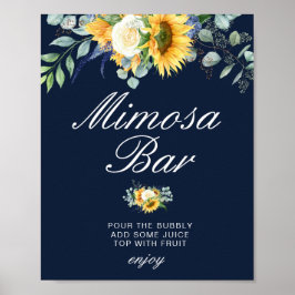 Poster cartaz para bar de mimosa de chá de bebê de girass