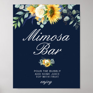 Poster cartaz para bar de mimosa de chá de bebê de girass