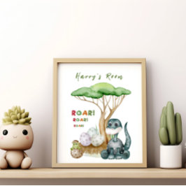 Poster Cartaz para Berçário de Bebê Dinossauro Pequeno | 