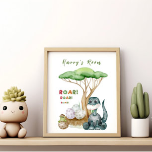 Poster Cartaz para Berçário de Bebê Dinossauro Pequeno   