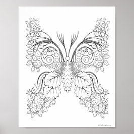 Poster Cartaz para Colorir Borboletas #6