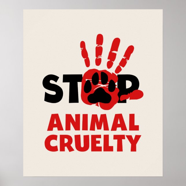 Poster Cartaz Pare com a Crueldade contra Animais com Mar (Frente)