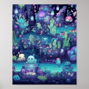 Poster Cartaz Pastel de Bebês Criaturas Marinhas Subaquát