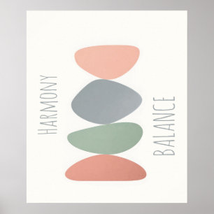 Poster Cartaz Pastel Zen Stones - Fofo Escandinavo Modern