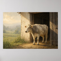 Cartaz Pastoral de Vaca na Porta do Celeiro