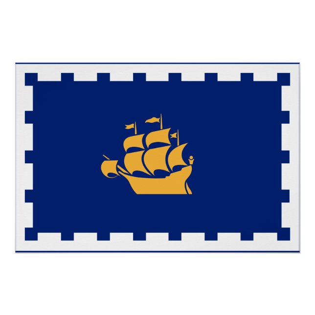 Pôster Cartaz patriótico com a bandeira da Cidade de Queb (Frente)