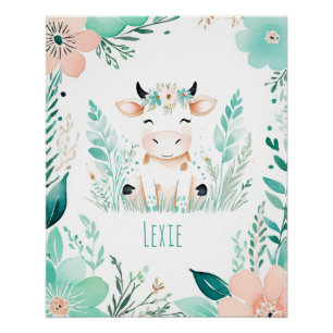 Pôster Cartaz Personalizado Boho Bebê - Design Bezerro