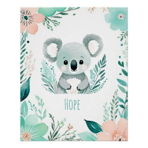 Pôster Cartaz Personalizado Boho Bebê - Design de Coala