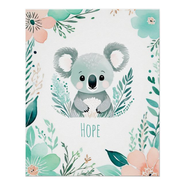 Pôster Cartaz Personalizado Boho Bebê - Design de Coala (Frente)