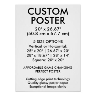 Pôster Cartaz personalizado brilhante vertical 50,8 cm x