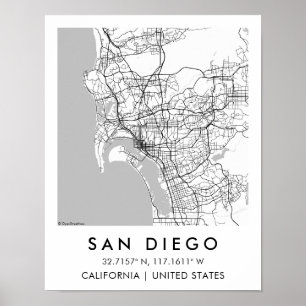 Poster Cartaz Personalizado Cidade San Diego Califórnia