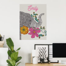 Cartaz Personalizado com Nome de Elefante para Qua