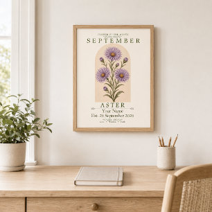 Poster Cartaz Personalizado da Flor de Nascimento Aster d