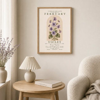 Poster Cartaz Personalizado da Flor de Nascimento de Feve