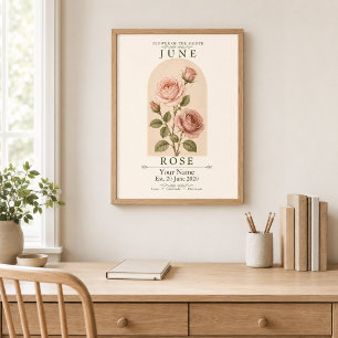 Poster Cartaz Personalizado da Flor de Nascimento Rosa de