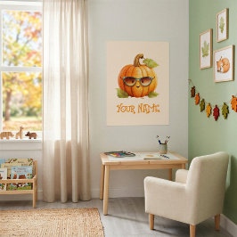 Poster Cartaz Personalizado de Abóbora Fofa para Quarto d