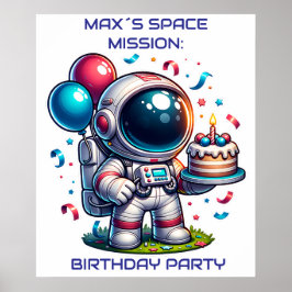 Poster Cartaz Personalizado de Aniversário do Astronauta