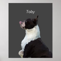 Cartaz Personalizado de Aquarela de Cachorro Bosto