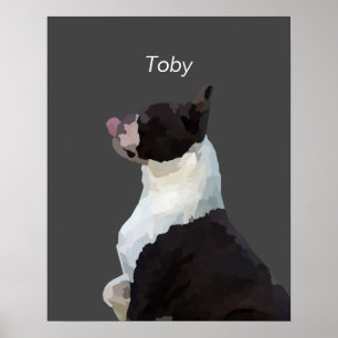 Poster Cartaz Personalizado de Aquarela de Cachorro Bosto