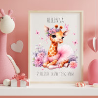 Cartaz Personalizado de Ballet de Girafa para Bebê