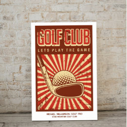 Poster Cartaz Personalizado de Clube de Golfe Retro