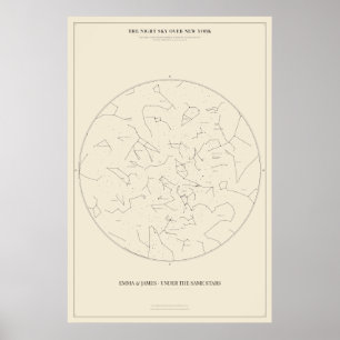 Poster Cartaz Personalizado do Mapa Estelar de Nova York